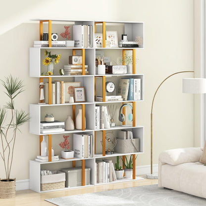 Goflame 6-Tier Modern S-Shaped Bookshelf with Anti-Tipping Kits