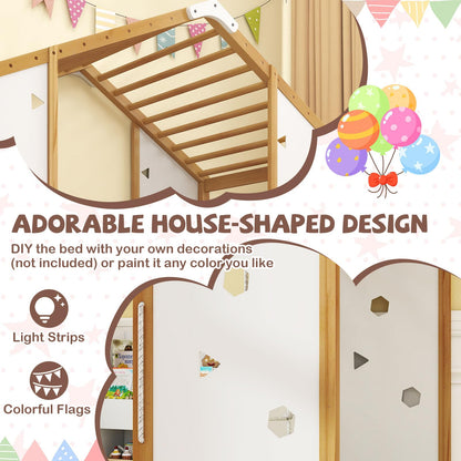 Goflame Twin Size Montessori Floor Bed, 3-in-1 Indoor Kids Jungle Gym Playground