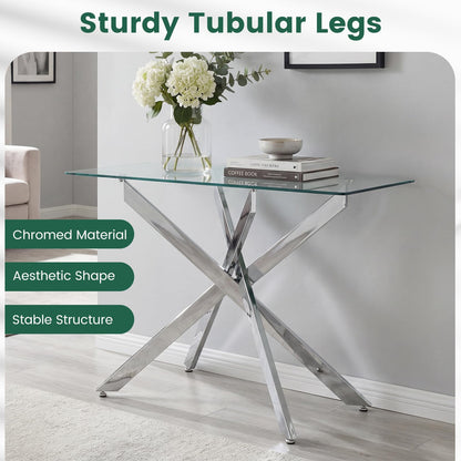 Goflame Glass Console Table 45" Modern Entryway Table