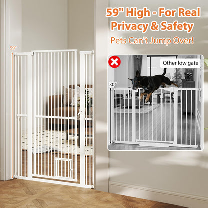 Goflame 59” Extra Tall Pet Gate Heavy-Duty Metal Cat Gate with Wide Opening