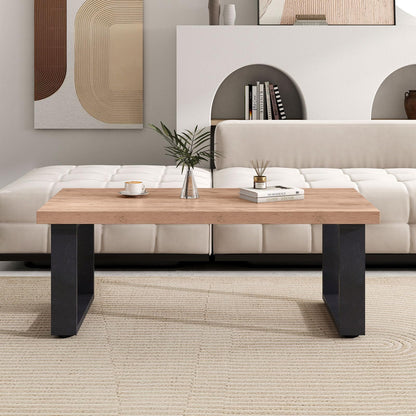 Goflame Rustic Coffee Table 47 Inch Industrial Wood Center Table with 1.8" Tabletop