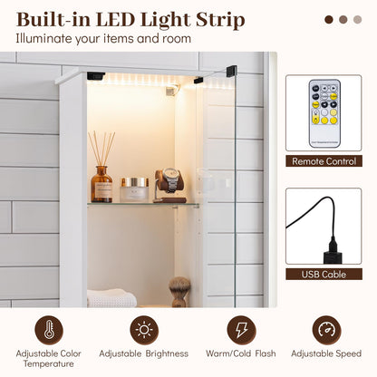 Goflame Tall Narrow Bathroom Cabinet with Lights & Remote Control (1/2)