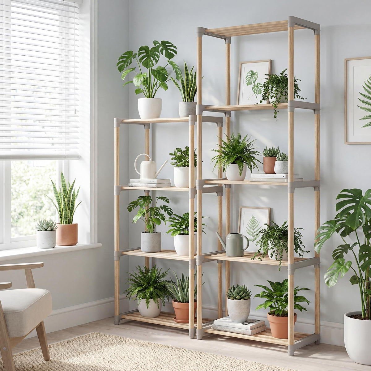 Goflame 4-Tier Bookshelf | Pine Wood Bookcase with Open Shelves