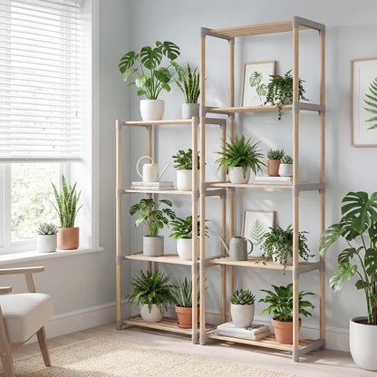 Goflame 4-Tier Bookshelf | Pine Wood Bookcase with Open Shelves