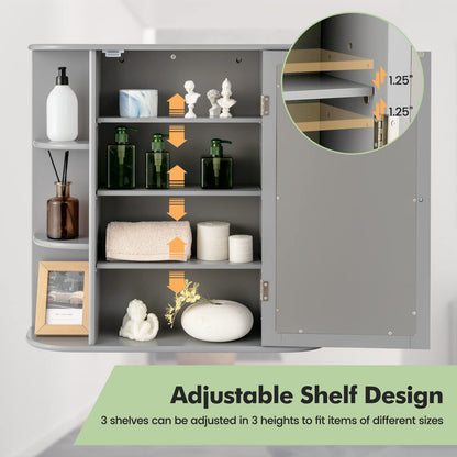 Goflame Mirrored Bathroom Medicine Cabinet - Wall Mounted Bathroom Hanging Cabinet with Single Door