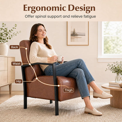 Goflame PU Leather Upholstered Armchair with Padded Seat & Back (1/2)