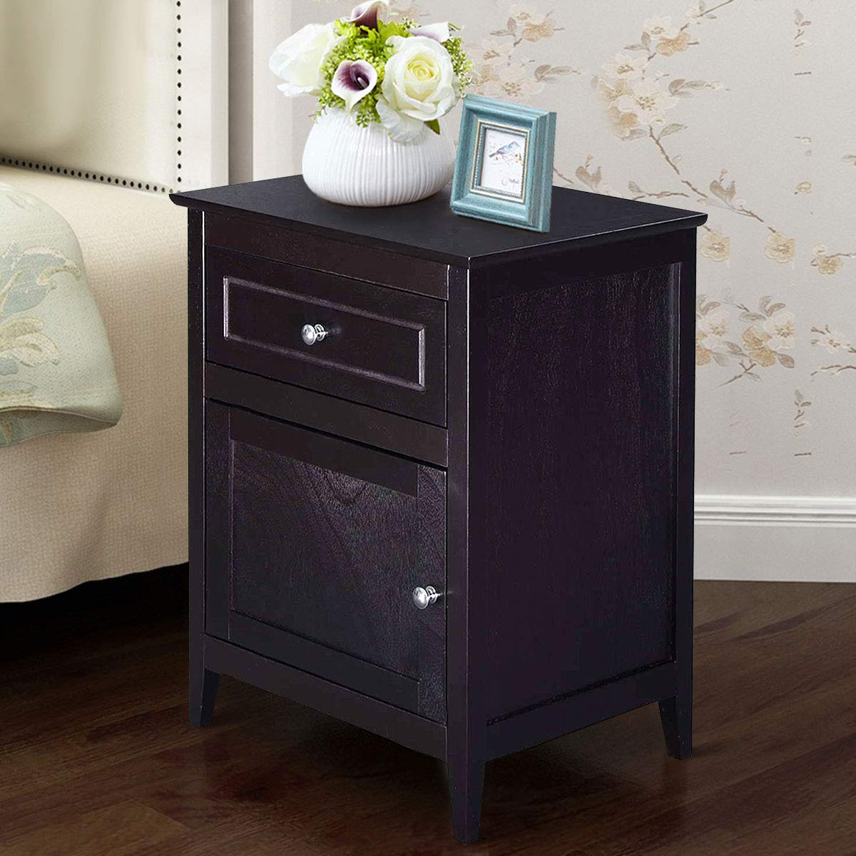 Wooden End Table W/Shelf - Goflame