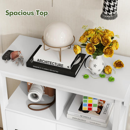 Goflame Storage Cabinet with Large Drawers, Open Storage Compartments, Anti-Tipping Kit, White