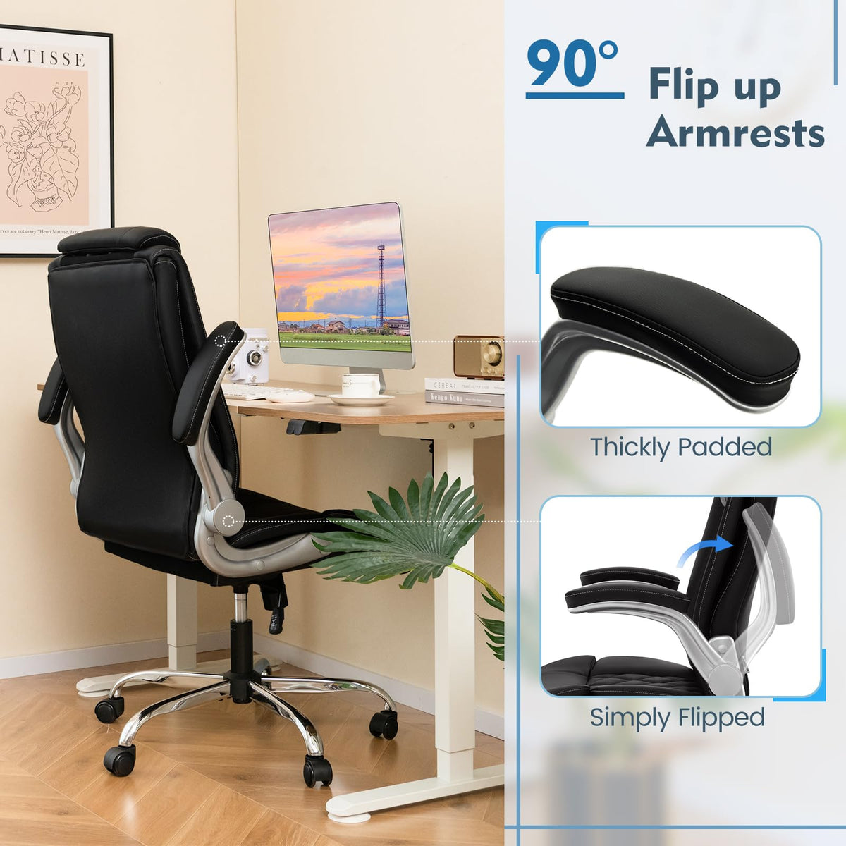 Goflame Executive Office Chair, Ergonomic PU Leather Desk Chair