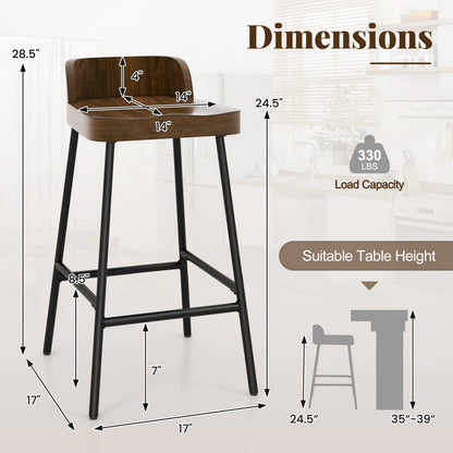 Goflame 24.5'' Bar Stool, Counter Height Bar Stools with Low Back & Footrest