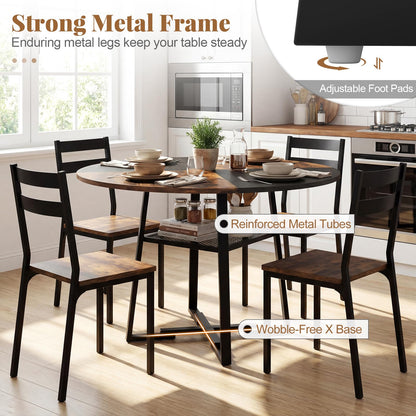Goflame Round Dining Table for 4-6 | 47.5" Circle Kitchen Table with Storage Shelf