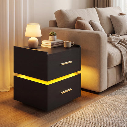 Goflame LED Night Stand with Charging Station & 2 Storage Drawers (1/2)