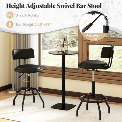 Goflame Swivel Bar Stools Set of 1/2/3/4, 24.5"-29" Height Adjustable Counter Height Chairs w/Back