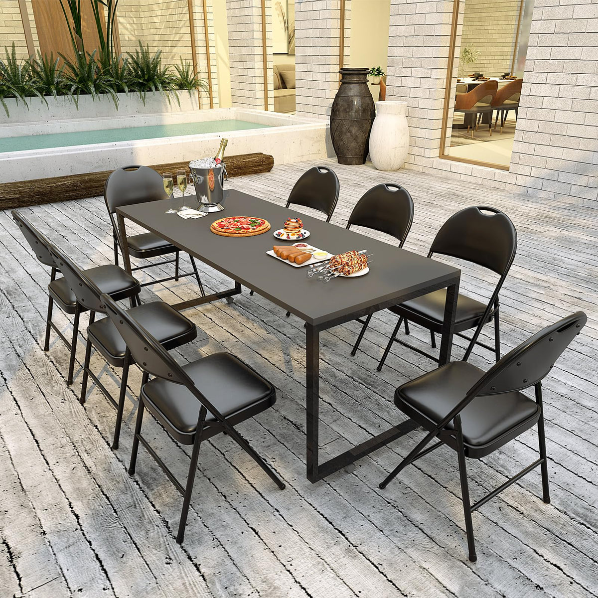 Goflame Party Chairs with Metal Frame for Indoor Outdoor