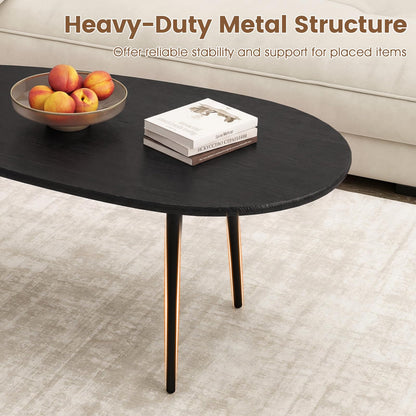 Goflame Oval Coffee Table | Mid Century Modern Center Table with Sturdy Metal Frame and Compact Design