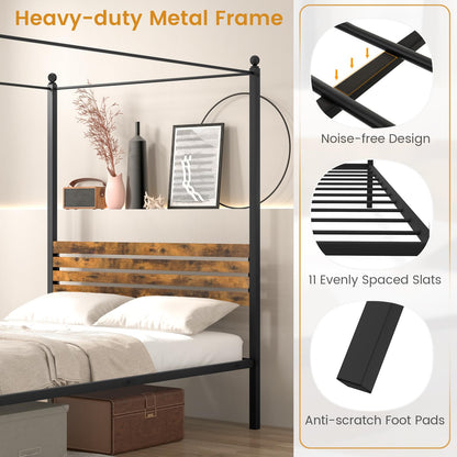 Goflame Queen/Full/Twin Size Metal Canopy Bed Frame