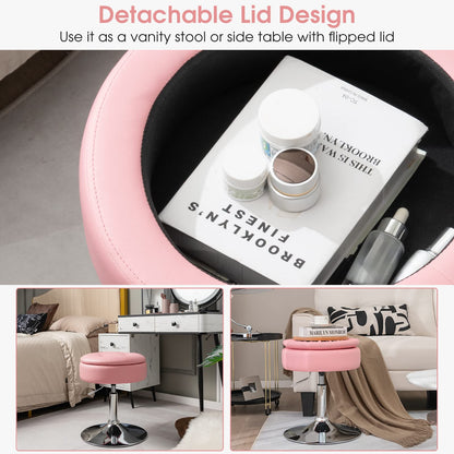 GOFLAME 360° Swivel PU Leather Vanity Stool with Storage Set of 2