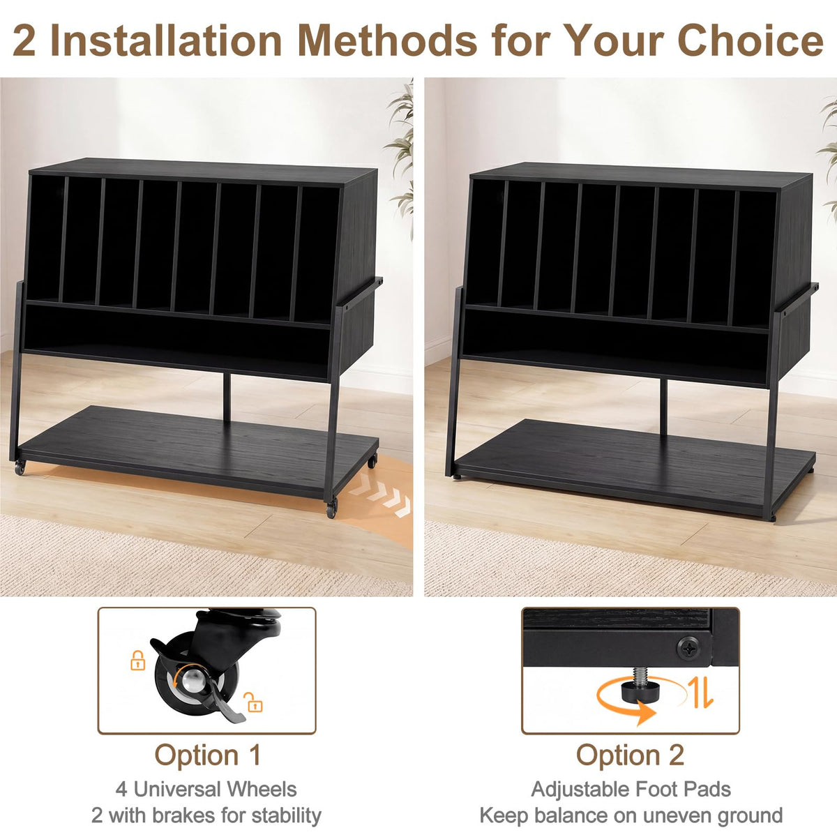 Goflame large Record Player Stand with Charging Station