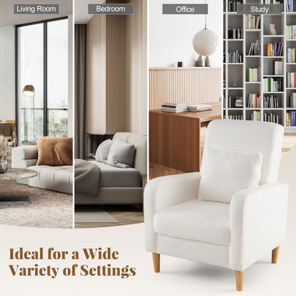Goflame Modern Accent Chair with Lumbar Pillow Teddy Fleece Cover