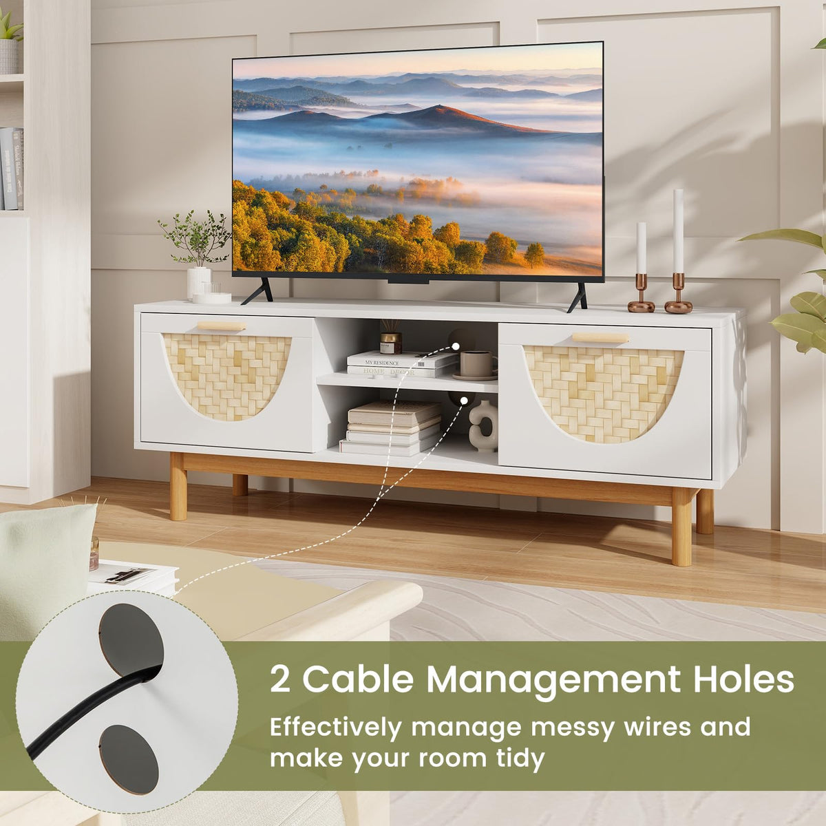 Goflame TV Stand for TV up to 55”, Television Stand with Open Shelves