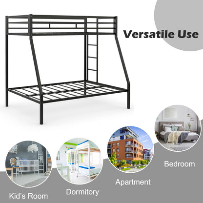 Goflame Metal Bunk Bed, Twin Over Full Size Bed w/ Removable Ladder & Steel Slats Support
