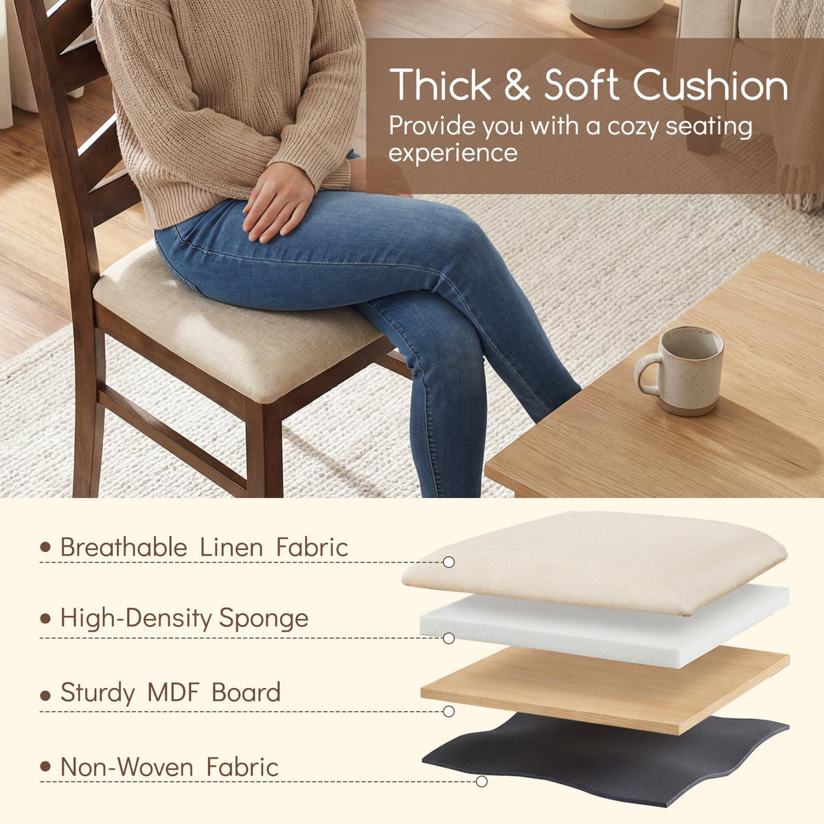 Goflame Kitchen Chairs with Tall Backrests for Dining Room