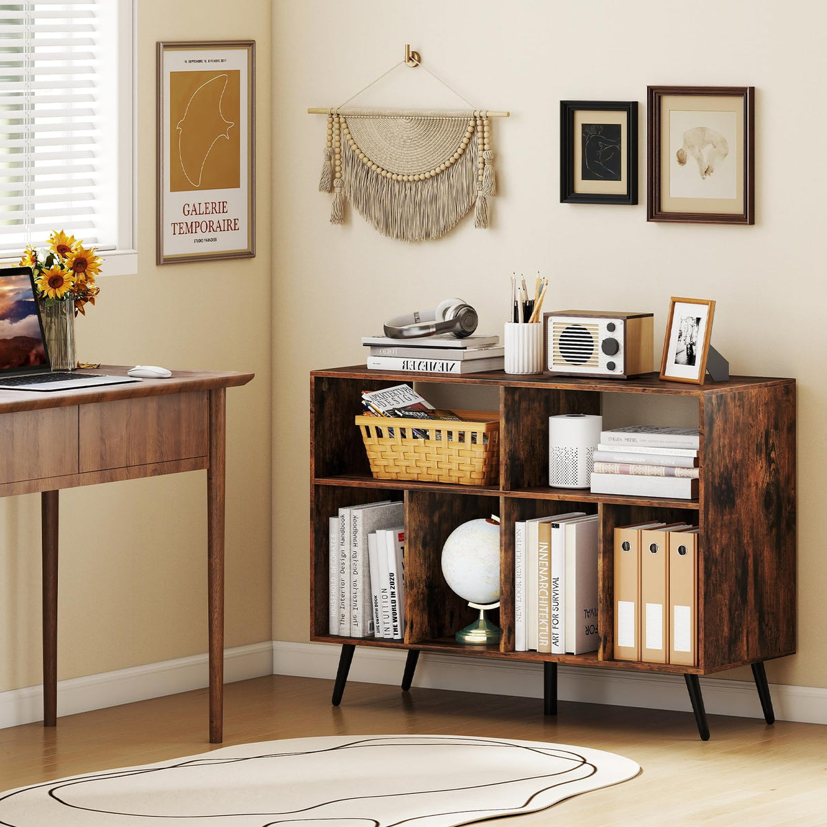 Goflame Large Record Player Stand with Charging Station