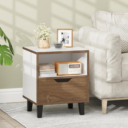 Goflame Mid Century Modern Nightstand with Metal Legs