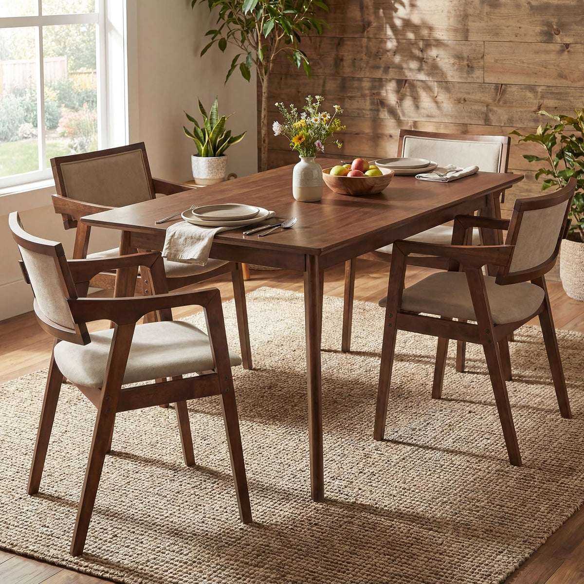 Goflame Rubber Wood Dining Chairs Set of 2/4