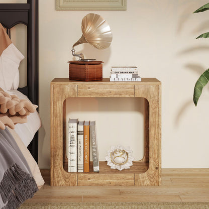 Goflame Narrow End Table 2-Tier Farmhouse Side Table with Open Storage Shelf