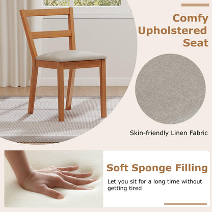 Goflame Wooden Dining Chairs Set of 2/4 Farmhouse Upholstered Kitchen Chairs with Rubber Wood Legs & Fabric Padded Seat