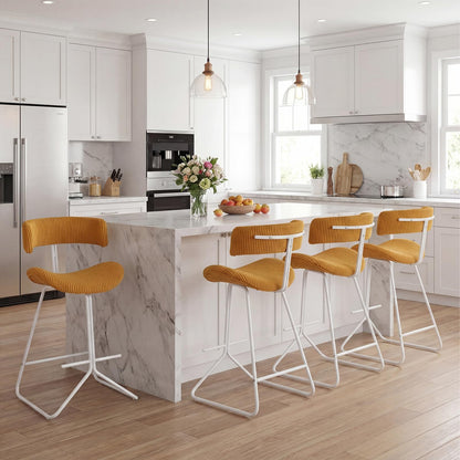 Goflame 25" Fabric Upholstered Armless Counter Height Chairs with Metal Legs & Footrest