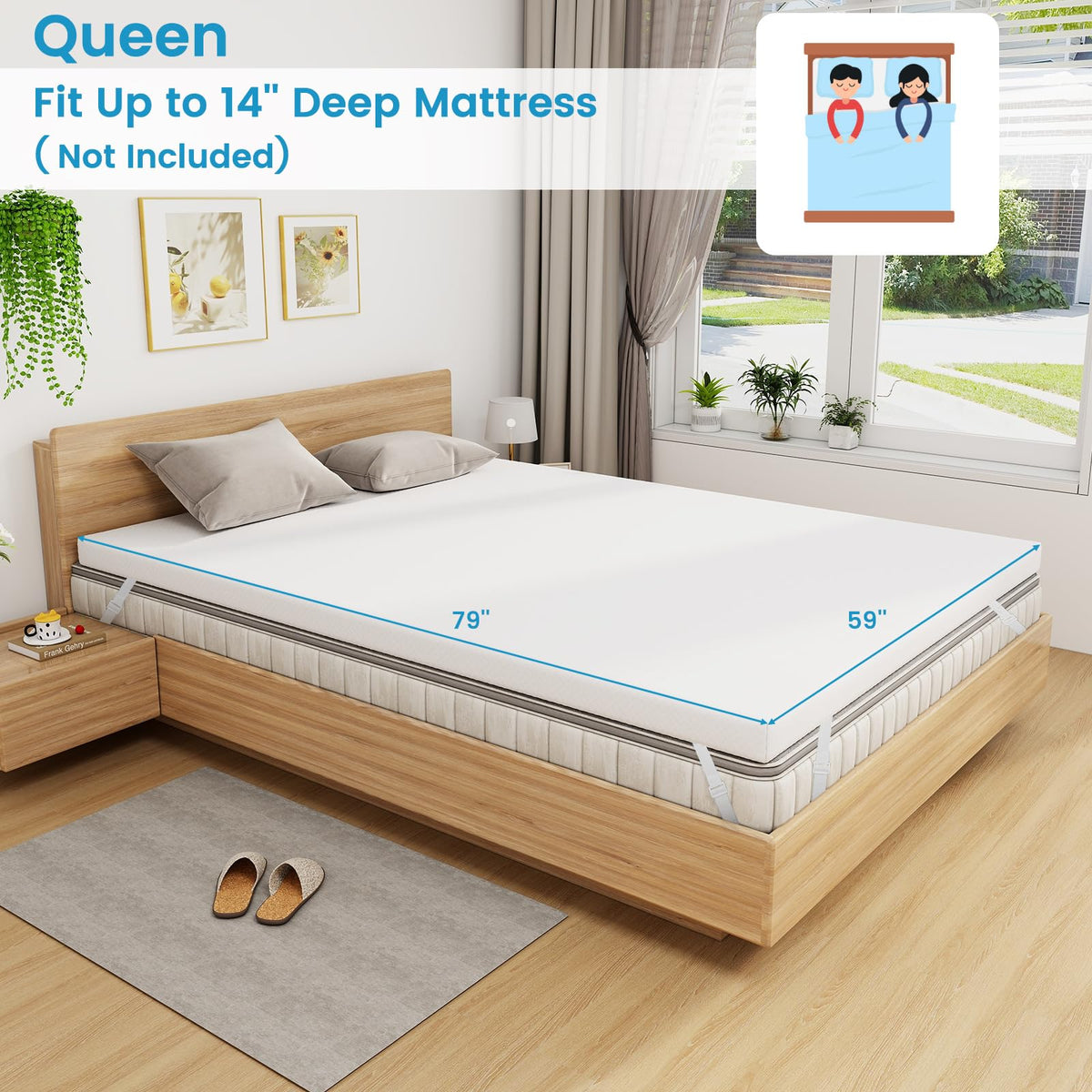 Goflame 3 Inch Twin Memory Foam Mattress Topper, Gel Infused Topper with Removable Cover
