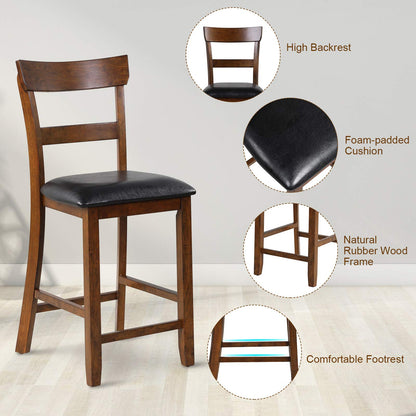 Goflame 25.5-Inch Counter Height Chair with Backrest, Foam-Padded Cushion, Rubber Wood Legs