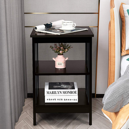 Goflame Nightstand 3-Tier Sofa Side Table W/Reinforced Bars and Stable Structure