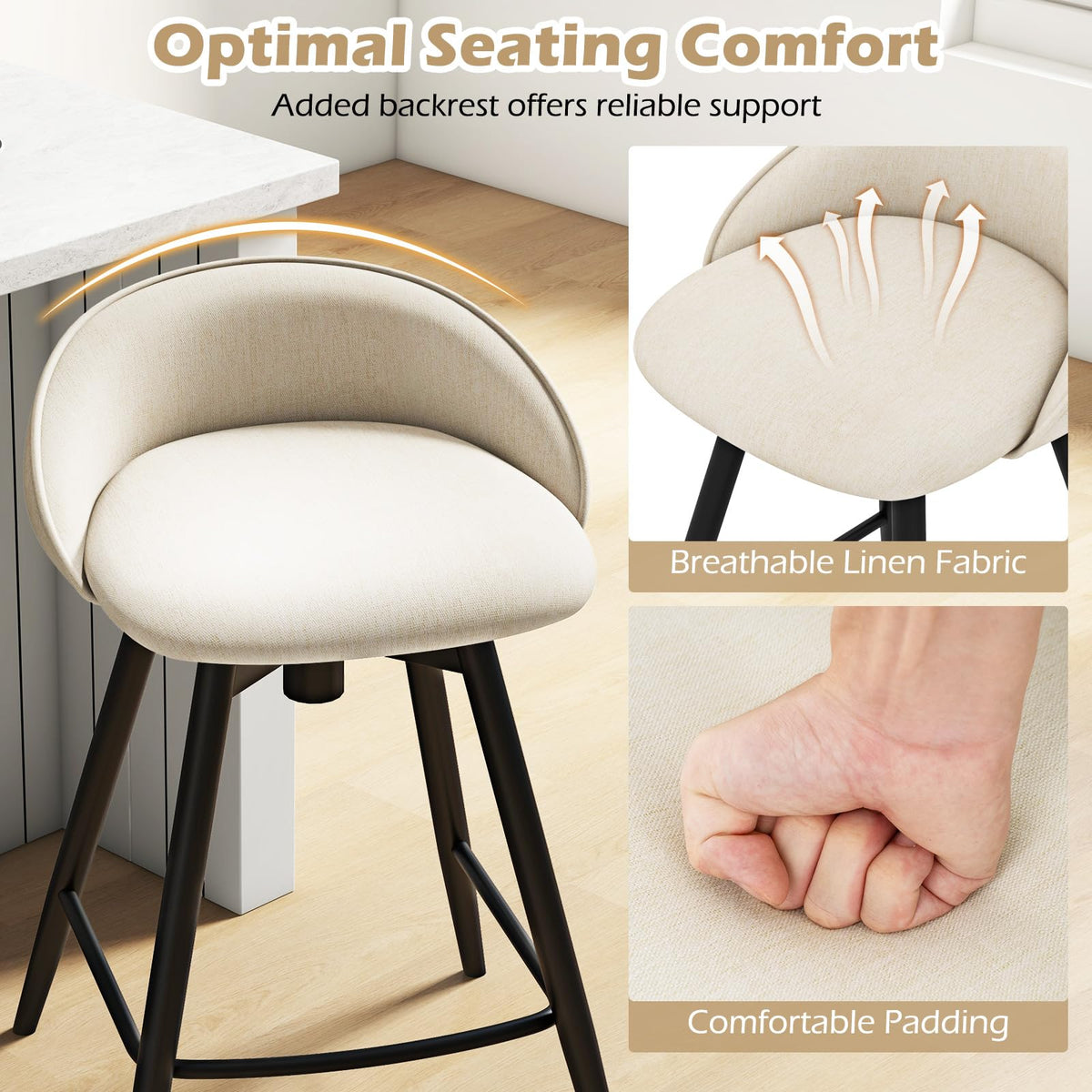 Goflame Swivel Bar Stools Set of 2/4 25" Counter Height Bar Chairs