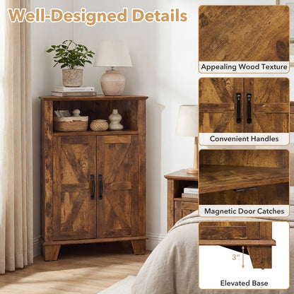 Goflame Bathroom Corner Storage Cabinet with Open Storage & Adjustable Shelf