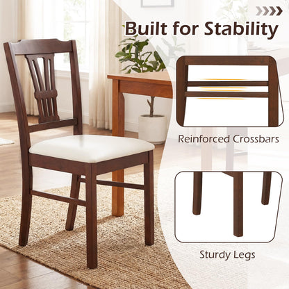 Goflame Wooden Dining Chairs Set of 2/4 Upholstered Kitchen Chairs