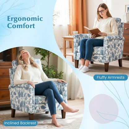 Goflame Upholstered Accent Chair with Floral Pattern