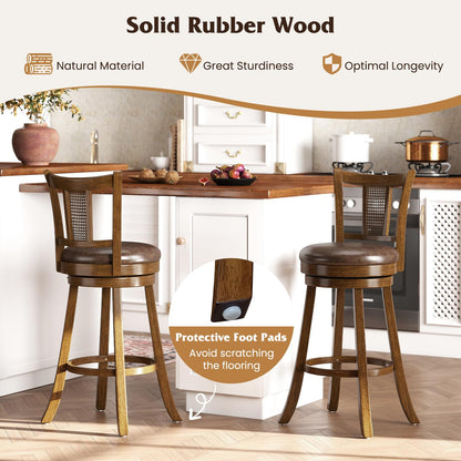 Goflame 30" Upholstered Leathaire Farmhouse Barstools for Kitchen Island Dining Room Pub