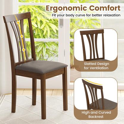Goflame Wooden Dining Chairs Set of 2/4 Linen Fabric Upholstered Kitchen Armless Chair