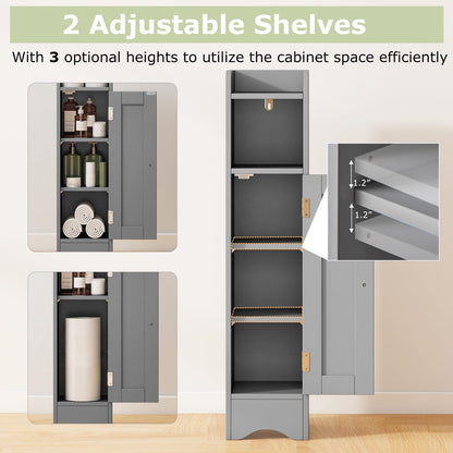 Goflame Small Bathroom Storage Cabinet Corner Floor Cabinet with Door & Adjustable Shelves