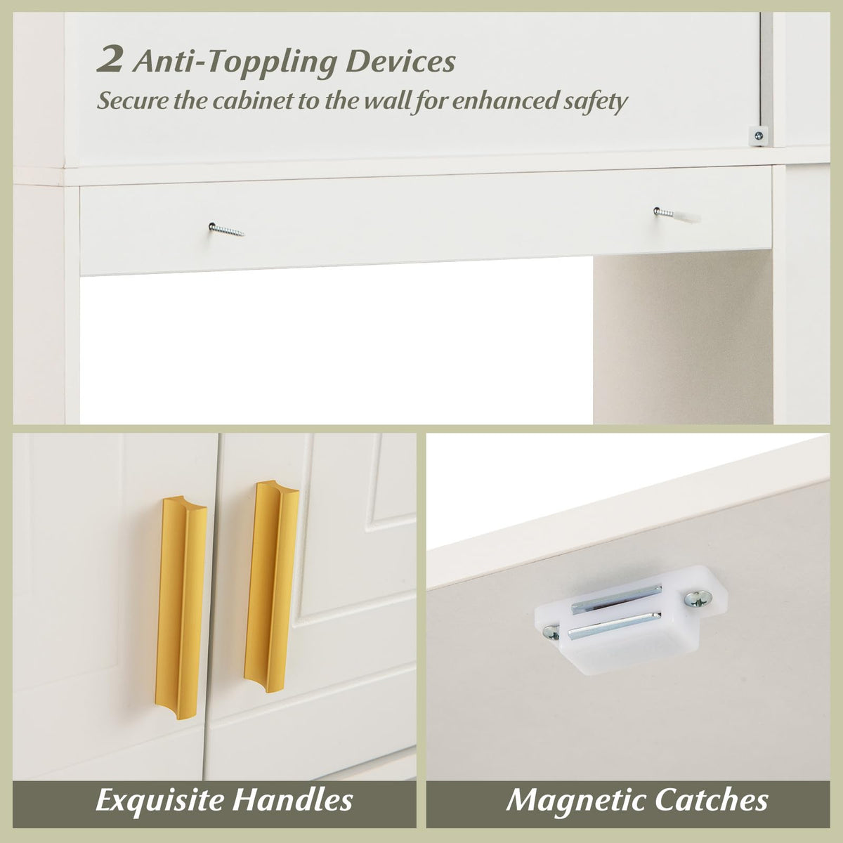 Goflame Over The Toilet Storage Cabinet with LED Light Doors Toilet Paper Holder