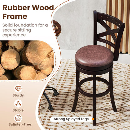 Goflame 30" Swivel Bar Stools with Footrest & Rubber Wood Frame