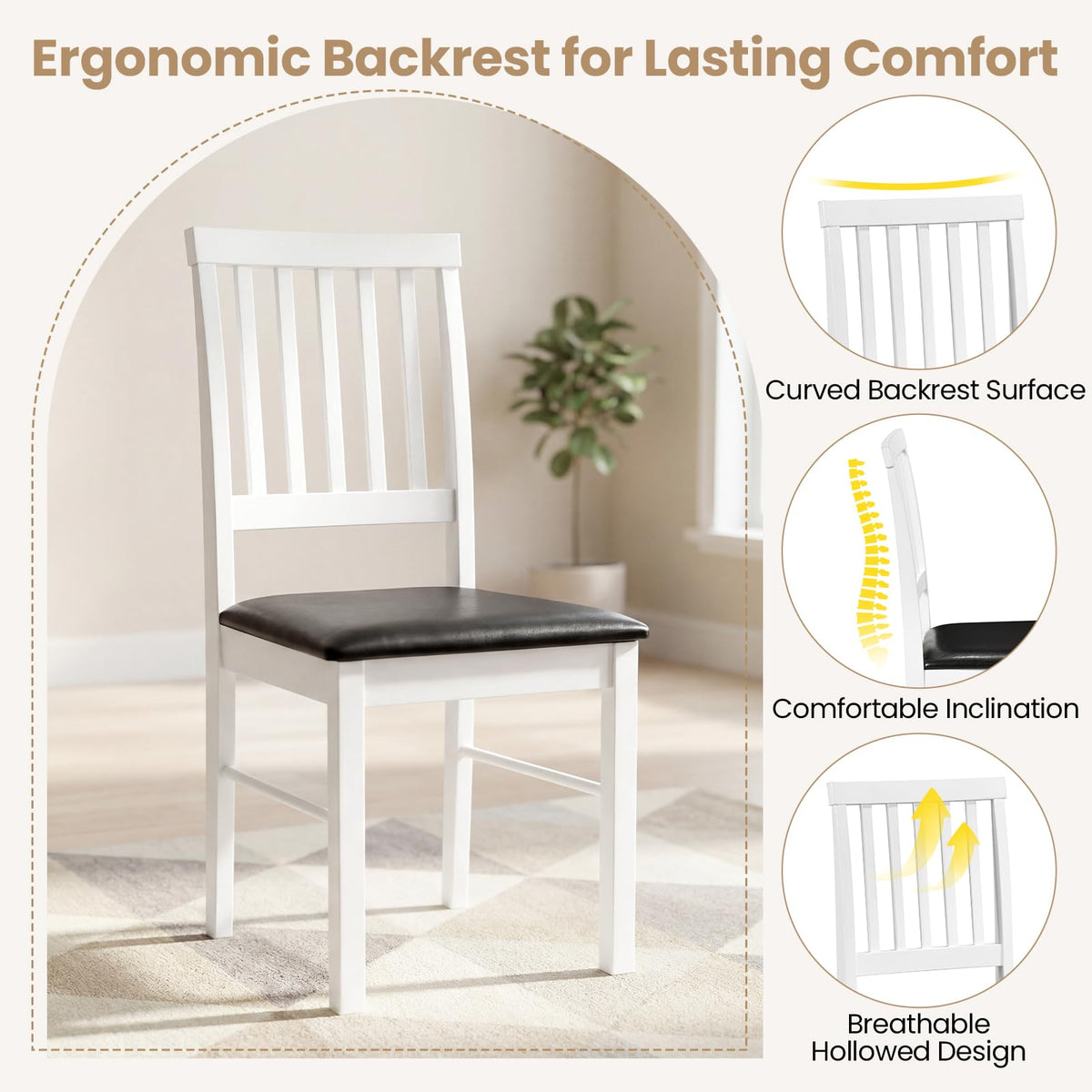 Goflame Modern Mid Century Dining Room Chairs with Hollowed Backrest