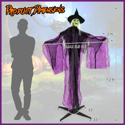Goflame 7.2 FT Halloween Animatronic Witch, Animated Standing Poseable Figure with Light up Eyes