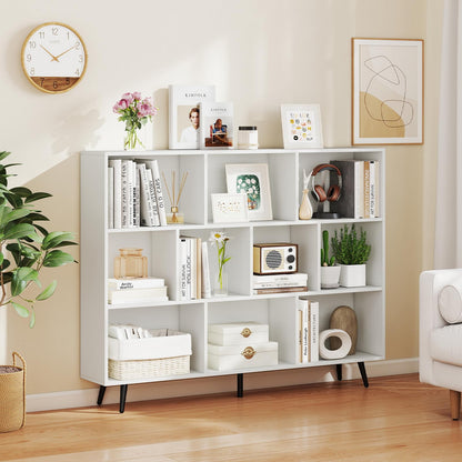 Goflame 10 Cube Bookcase with 5 Metal Legs for Living Room