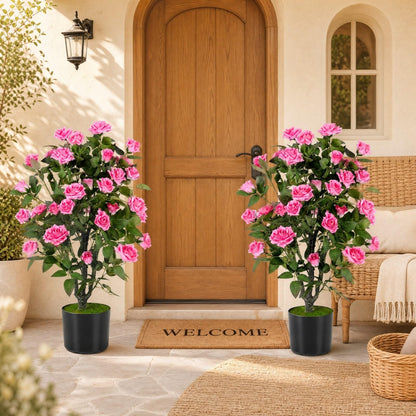 GOFLAME 35.5" Artificial Rose Tree with Pot for Outdoor(1/2)