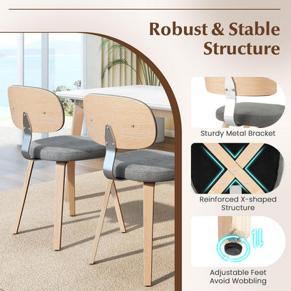 Goflame Wooden Dining Chairs Set of 2/4 Fabric Upholstered Kitchen Chairs