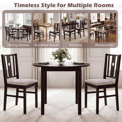 Goflame Wood Dining Chairs w/Fabric Padded Seat & Slatted Curved Back (2/4)